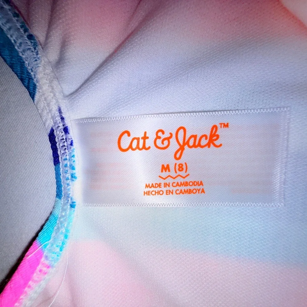 Cat & Jack Swimsuit Set Kids M8 Multi New Rainbow Striped 2pc Tankini Shorts
